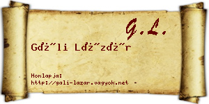 Gáli Lázár névjegykártya